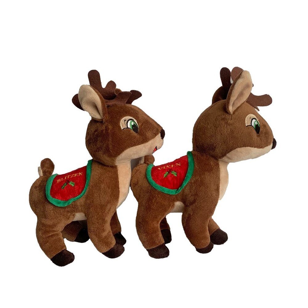 Kellytoy Reindeer Blitzen and  Vixen Lot of 2 Christmas Toys 12”